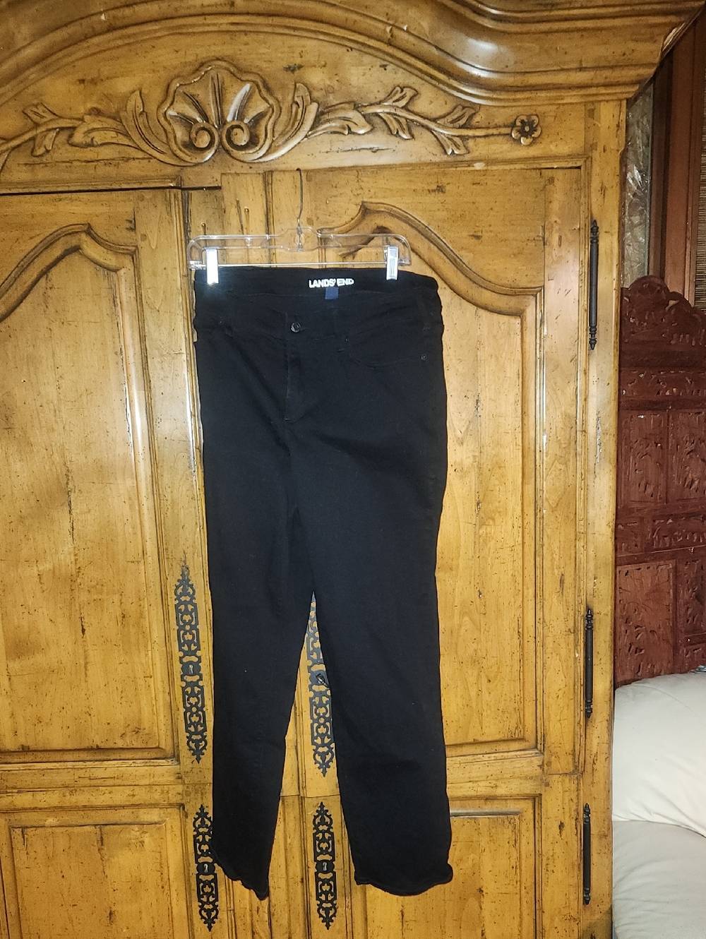 Land's End Mid Rise Straight Leg Jeans Black 18w Gently Used